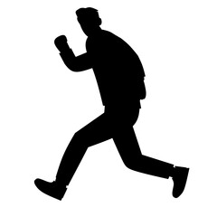 Running Man Silhouette in Forward Leaning Pose for Animation Use
