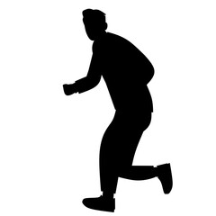 Running Man Silhouette in Extended Stride for Motion Study