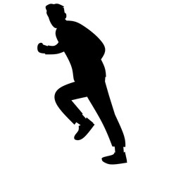 Running Man Silhouette in High-Lift Stride for Motion Animation