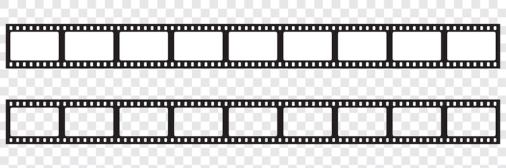 Film strip. Retro film strip frame. Cinema filmstrip template. Video film strip roll. Tape photo film strip frame, video film strip roll. Film negative frames vector.