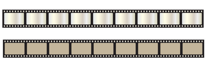 Film strip. Retro film strip frame. Cinema filmstrip template. Video film strip roll. Tape photo film strip frame, video film strip roll. Film negative frames vector.