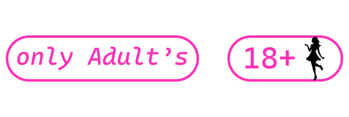 Neon sign, adults only, 18 plus, sex and xxx. Restricted content, erotic video concept. Vector Design
