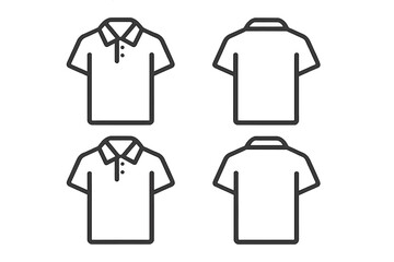 Naklejka premium Set of polo shirts outline icons showing front and back views of casual clothing apparel