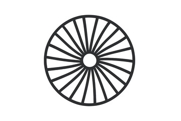 Minimalist black outline spoked wheel or radial geometric pattern symbol
