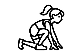 Fototapeta premium Female athlete in starting block position preparing to run a competitive sprint race on a track