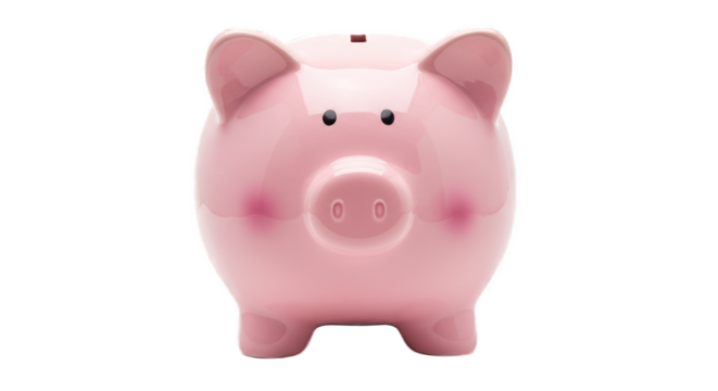 Pink Ceramic Piggy Bank for Savings and Financial Investment Isolated on Black Background