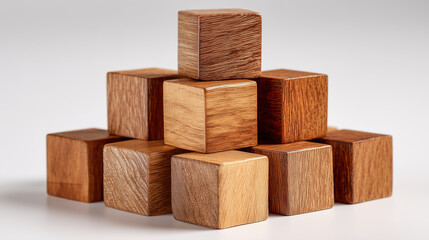 Wooden cube arrangement pyramid shape clean texture