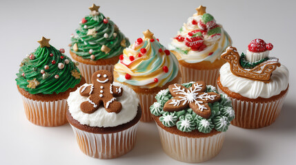 Holiday cupcake assortment decorated Christmas dessert