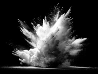 Explosion dust cloud dynamic white powder splash