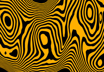 Hot orange and black abstract pattern resembling lava flow or topographical maps. Eps 10