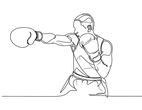 Dynamic Line Art of a Boxer Throwing a Punch.