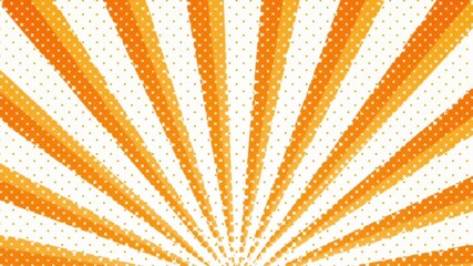 Vibrant orange sunburst pattern with halftone dots creating a dynamic retro background, perfect for adding a pop of color and energy to your designs and videos - Powered by Adobe