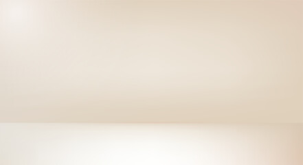 Studio matte beige texture background. Neutral wall product room. Minimal pastel nude colors table scene. Empty shelf or desk stage for beauty presentation. Vector gradient illustration.