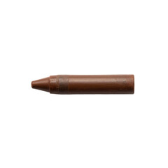A single brown crayon isolated on a black background representing creativity and art supplies