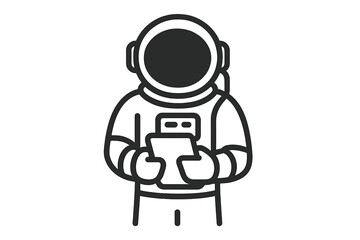 Astronaut in a spacesuit holding a digital tablet or clipboard for data entry