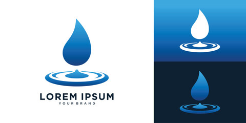 Blue water drop splash logo vector design