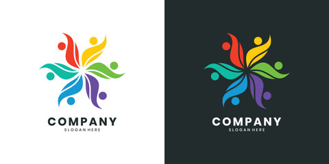 Colorful abstract people community logo design