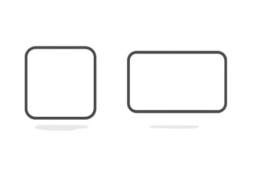 Geometric shapes with rounded corners, featuring a square and a wide rectangle outline for modern design