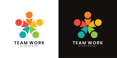 Colorful abstract teamwork people logo design