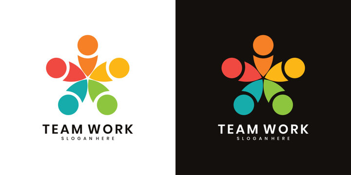 Colorful abstract teamwork people logo design - Powered by Adobe