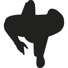 Top Down Silhouette View Of A Person Walking With Arms Swinging Against A Transparent White Background Ready For Editing