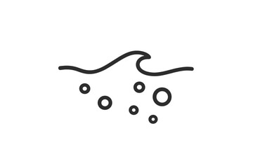 Water surface with a small wave and air bubbles rising from below