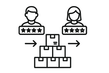 Customer satisfaction rating system with user profiles and product delivery boxes