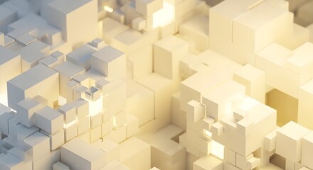 Fototapeta premium Abstract arrangement of white cubes with soft lighting creating a modern geometric design