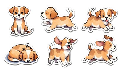 set of funny cartoon dogs