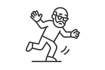Senior man with glasses stumbling and losing balance during a dangerous fall accident
