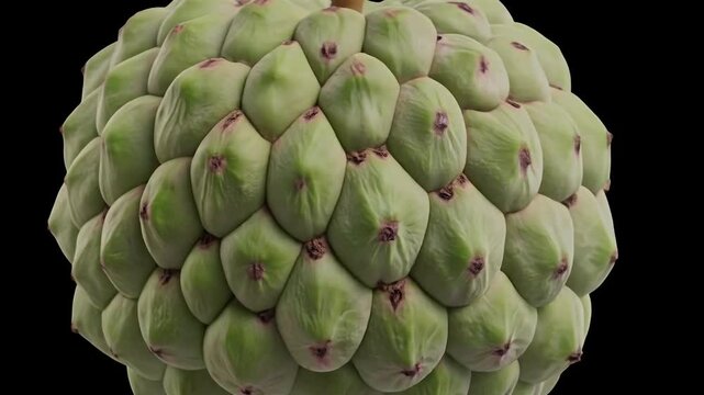 Custard Apple Fruit Isolated on Black Background.