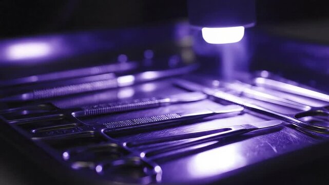 Medical Instruments Sterilization Process with UV Light Science Technology