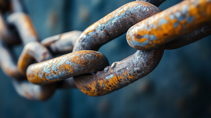 Industrial chain link macro tension detail