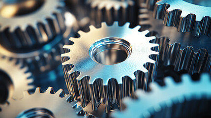 Macro metallic gear teeth interlocking, precision engineering