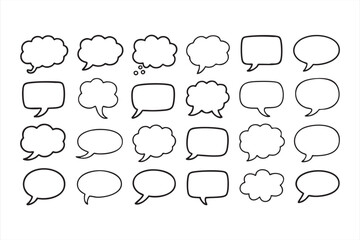 Fototapeta premium Speech bubble outline icons for web UI, app messaging, and communication design elements