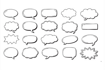 Fototapeta premium Hand drawn chat bubble shapes for social media posts digital layouts and interface assets