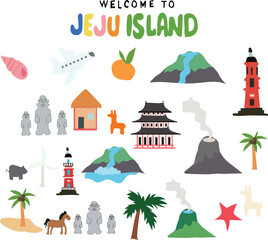 Jeju Korean island vector illustration Welcome to jeju island illustration 
