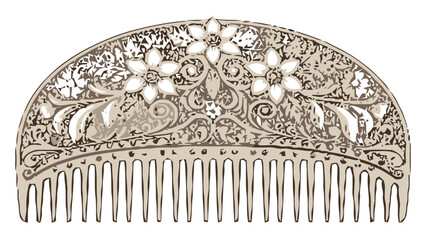 Exquisite floral hair comb with vintage charm, evokes timeless beauty, a perfect accent for special occasions or adding a touch of elegance to everyday styles