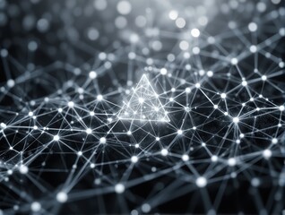 Obraz premium Abstract Digital Network Illustration Featuring Illuminated Connections and Geometric Shapes