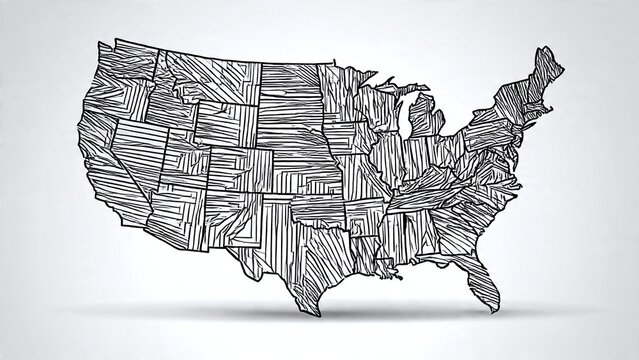 Modern abstract United States map art perfect for business presentations or educational materials with a clean minimalist feel