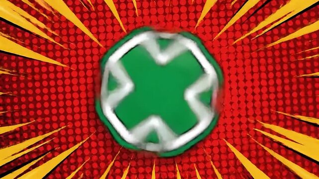 Pharmacy Cross Logo Pop Art Comic Explosion Healthcare Animation
