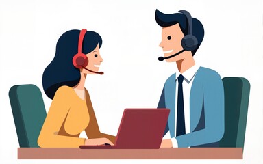 Customers care worker. Call center consultant talking phone with client, customer service support, contact information, assistant manager support, icon garish png illustration. High quality
