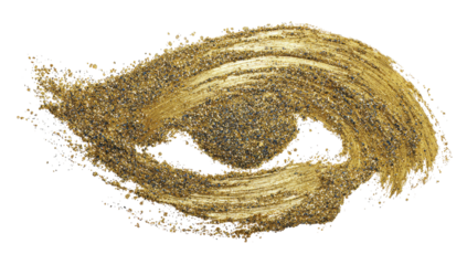 Golden brushstroke with textured sparkle on black