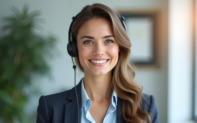 Happy call center woman consulting customer for customer support, help or telemarketing sales. Sales advisor, CRM girl with smile for success customer service, contact us hotline or insurance deal