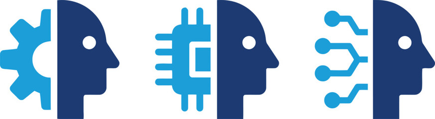 artificial intelligence, ai, technology, human head, profile, icon, symbol, machine learning, data, processing, brain, digital, network, connection, intelligence, innovation, concept, graphic, design,