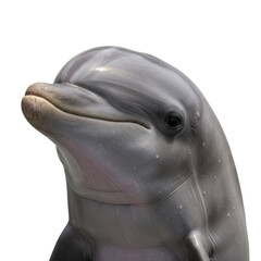 Fototapeta premium Close up portrait of a friendly bottlenose dolphin looking towards the viewer with curiosity