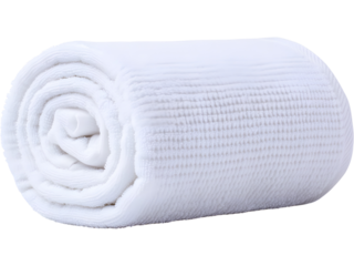 Soft rolled towel isolated on transparent background. Ideal for spa, wellness, and hotel design concepts.