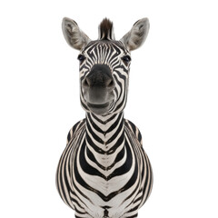 Obraz premium Close Up Portrait of a Zebra Against a Black Background Striking Black and White Stripes