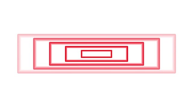 Red Concentric Rectangles with Glow on White Background .Geometric Tunnel with Concentric Rectangles Creating Optical .