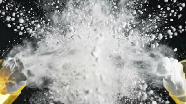 Slow Motion Explosion of Golden Capsule Releasing White Powder